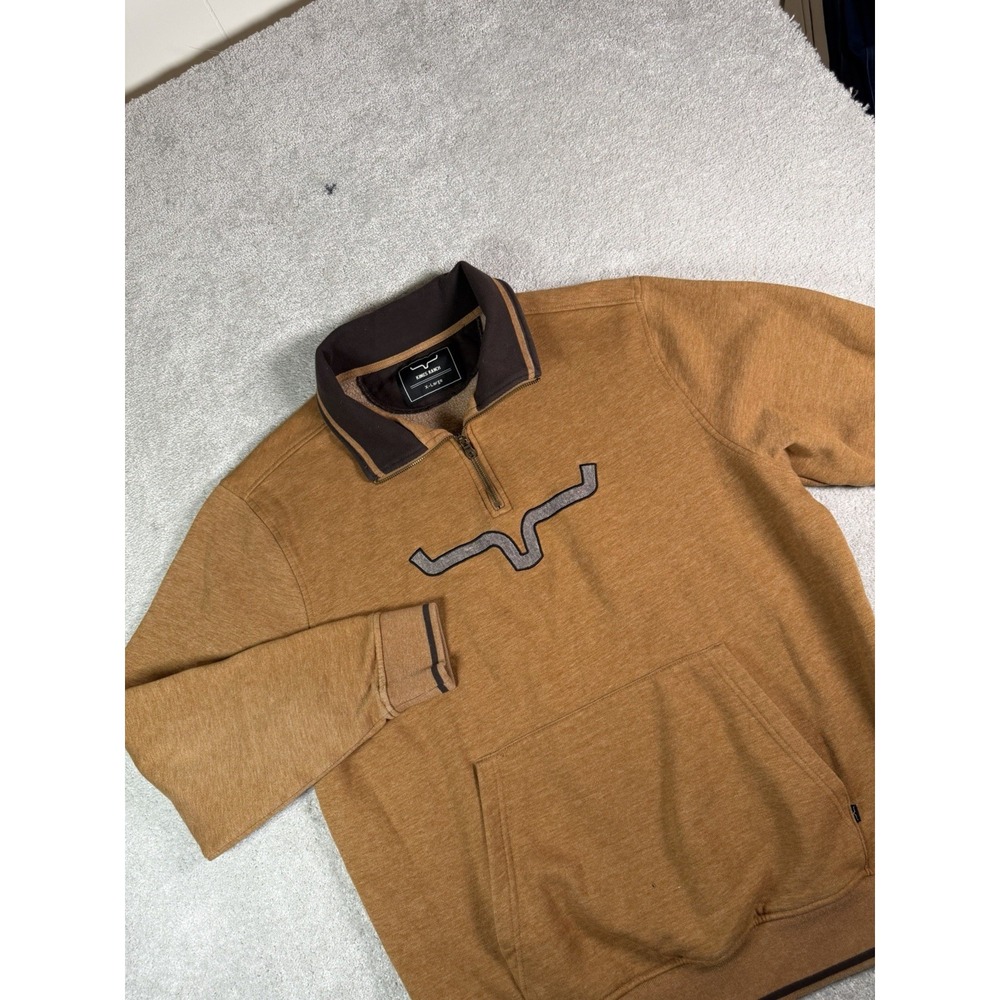 Kimes Ranch Mens XL 1/4 Zip Sweatshirt Pullover Western Ranch Rodeo Brown **